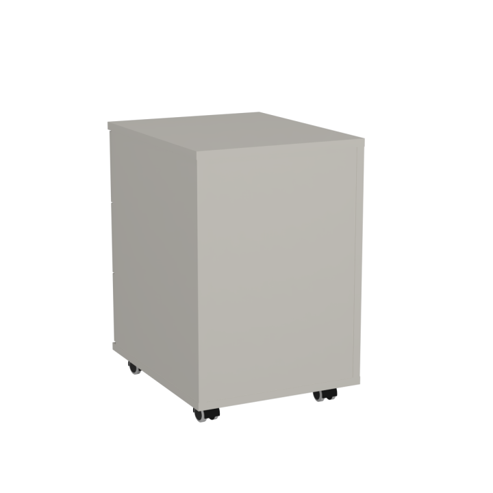 Kontenerek na kółkach z szufladami N^1 - jasnoszary, srebrne uchwyty wpuszczane