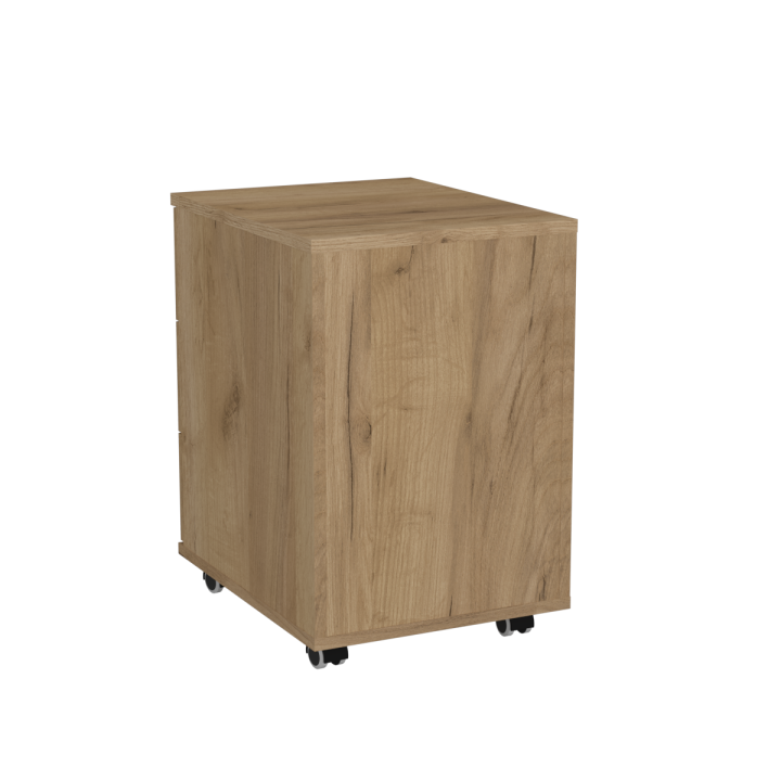 Kontenerek na kółkach z szufladami N^1 - dębowo-biały, białe uchwyty wpuszczane