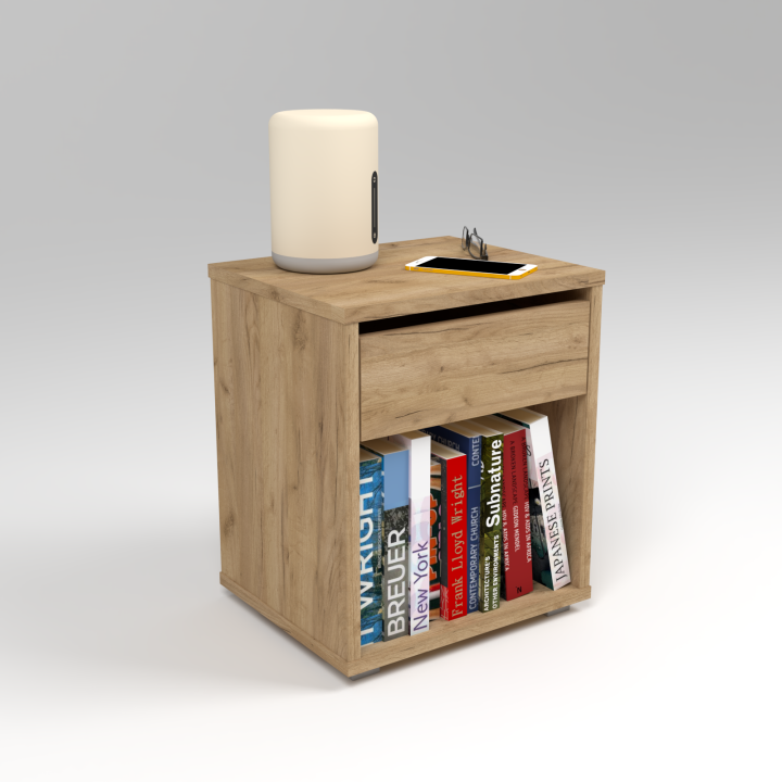 Szafka nocna z szufladą i półką N^1 - dębowa