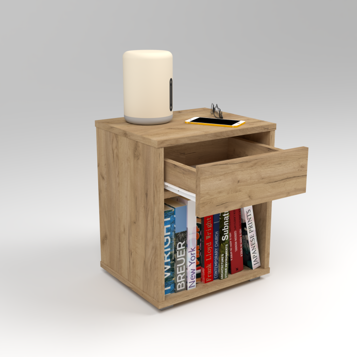 Szafka nocna z szufladą i półką N^1 - dębowa