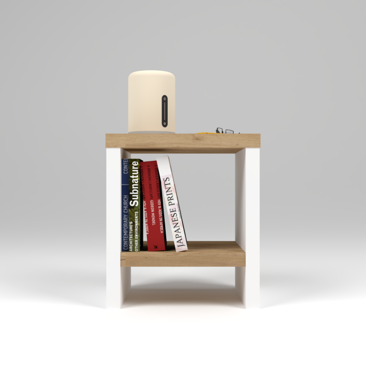 Szafka nocna z półką N^2 - biało-dębowa