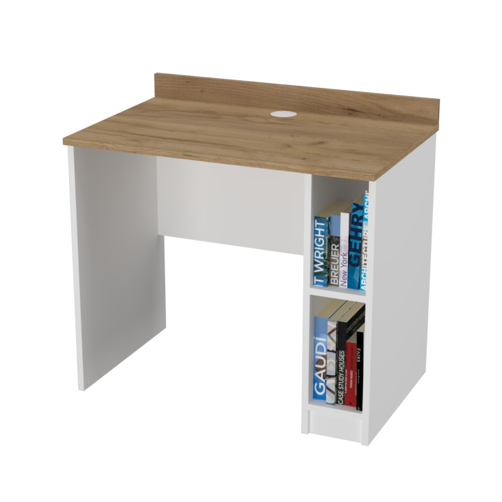 Biurko z półkami N^1 - biało-dębowe
