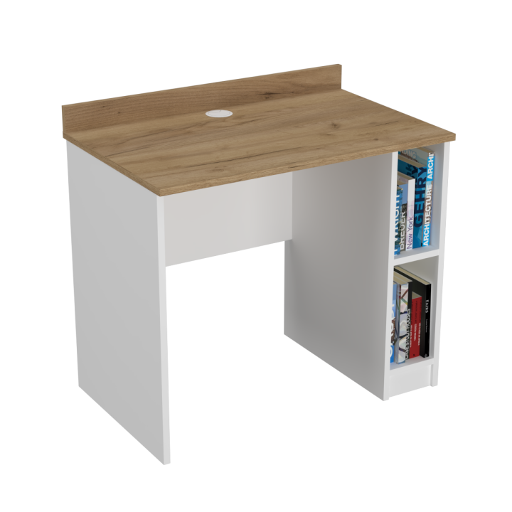 Biurko z półkami N^1 - biało-dębowe