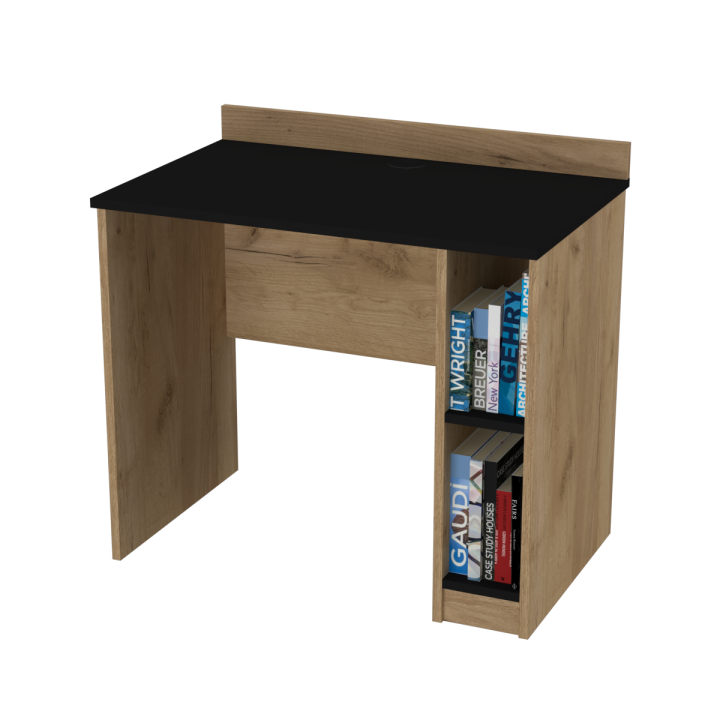 Biurko z półkami N^1 - dębowo-czarne